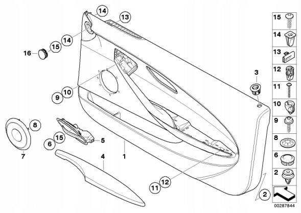 BMW OE Накладка на двері шкіра ліва CHATEAU BMW E63 E64 51417115505