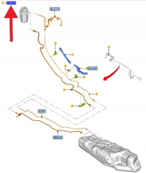 Ford OE JB3G-9L291-GF, JB3Z9L291M ПАЛИВНИЙ ШЛАНГ 2.0 ECOBLUE RANGER 2021- OEM 5751041 _ JB3G-9L291-GF