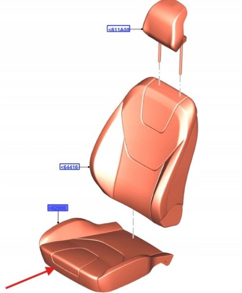 Ford OE DS73-F62901-VH1F2O ЧОХОЛ СИДІННЯ ЛІВИЙ ПЕРЕДНІЙ FORD MONDEO 14- OE 2029884 _DS73-F62901-VH1F2