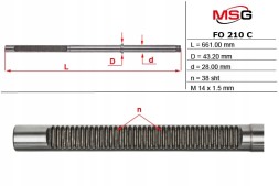MSG FO210C Планка зубчастої передачі керма VW Sharan 95-10, Galaxy 94-06, Alhambra