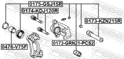 0174 KDJ120R FEBEST ВТУЛКА НАПРЯМНА СУПОРТА ГАЛЬМІВНОГО ЗАДНЬОГО