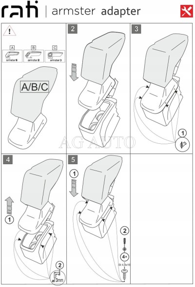 Rati V05230A Підлокітник Armster 3, Peugeot 208, 2012-2019, тканина