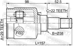 1111 T250 FEBEST Шарнір рівних кутових швидкостей з елементами монтажу