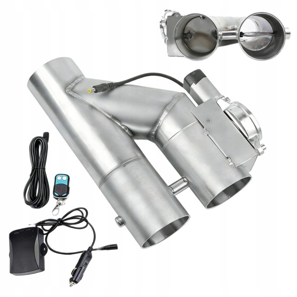 sennifar 6910992549330 Заслінка вихлопної труби 2.5" 63мм DUAL VALVE + ПУЛЬТ ДИСТАНЦІЙНОГО КЕРУВАННЯ