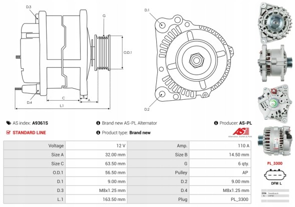 AS-PL A9361S F-100 рейнджер 2.3, рейнджер 2.3, b2300 2.3 01/2001-12/2001