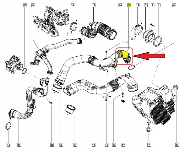 Китай 1446000Q0M 1446000Q1E 144600374R 144600486R 144601001R 144602500R 144603116R 144604405R 144604EJ0A 144605926R 144607476R 144609616R 144609921R TCe ШЛАНГ ТРУБА КОЛІНО ТУРБІНИ ПОВІТРОЗАБІРНИК RENAULT KADJAR MEGANE 1.2TCe