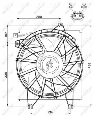 NRF 47499 Вентилятор радіатора 100w з рамою 47499 nrf hyundai