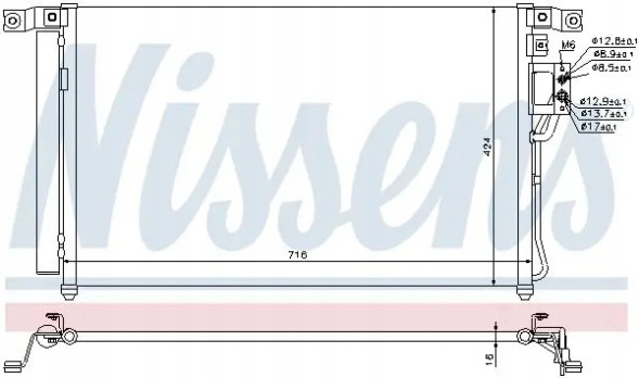 Nissens 940278 Конденсатор радіатора кондиціонування повітря з осушувачем