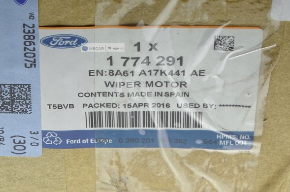 Ford OE 8A61-A17K441AE Двигун заднього склоочисника ford fiesta mk7 08-17 ориг новий