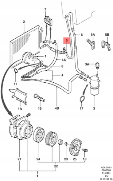 Ford OE Трубка (шланг) кондиціонера FORD Transit 1994-2000 EY OE 1136179