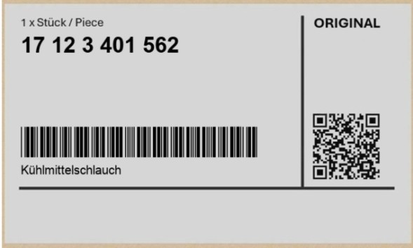 BMW OE 17123401562 Bmw oe 17123401562 радіатор охолодження, система охолодження двигуна шнур