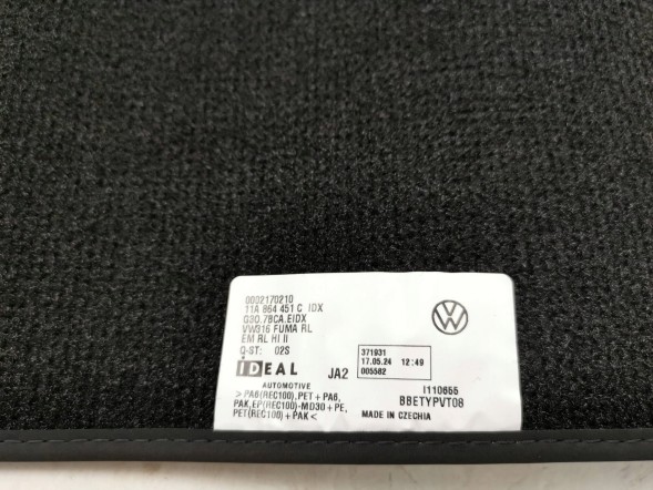 Volkswagen OE 11C863011D, DWP468514OE Велюрові килимки комплект VW ID.4 11C863011D RHD