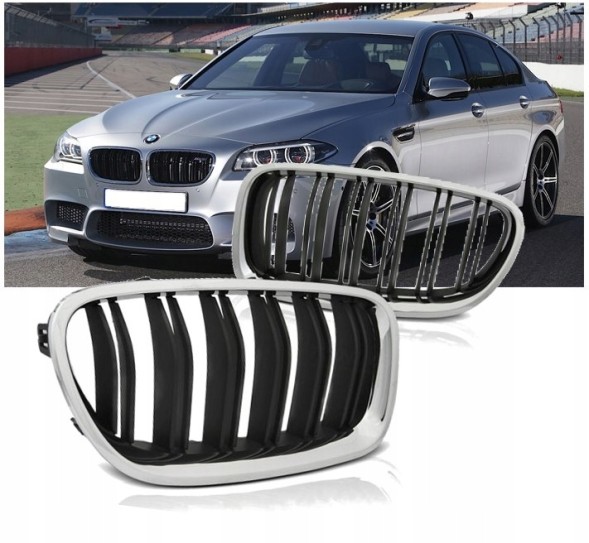 TT Решітка радіатора BMW F10 / F11 10-16 M5 LOOK ХРОМ ЧОРНА GRBM88