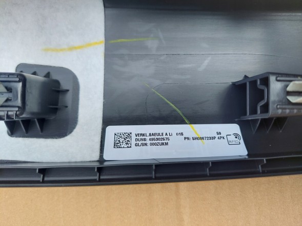 Volkswagen OE 5H0867233P 4PK_GTECH VW GOLF VIII 8 ОБЛИЦЮВАННЯ СТІЙКИ А ЛІВЕ ЧОРНЕ BLACK 5H0867233P 4PK