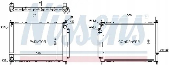 Nissens 637636 Радіатор охолодження двигуна інтегрований 637636 nissens