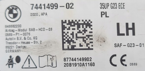 BMW OE 7441499-02 BMW 4 G23 AIRBAG SEAT AIRBAG ЛІВА