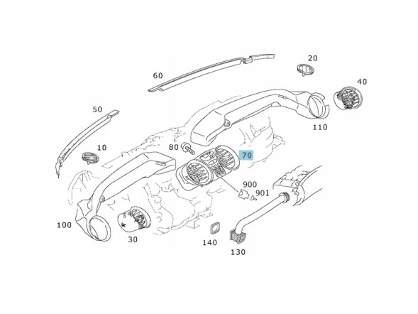 Mercedes-Benz OE A23083004549116 ORG CENTER AIR РЕШІТКА MERCEDES-BENZ SL R230