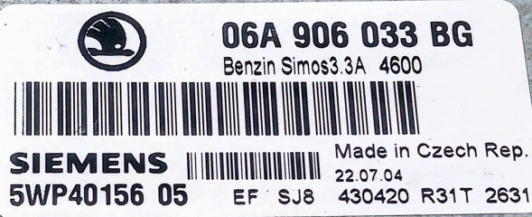 Volkswagen OE 06A906033BG 5WP40156 05 BEZ IMMO przygotowany w SDK Блок керування 06A906033BG 5WP40156 05 БЕЗ IMMO