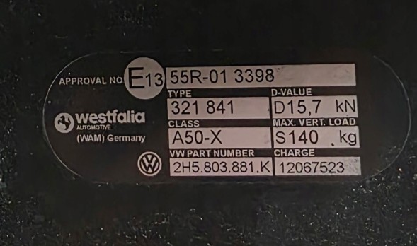 Volkswagen OE ФАРКОП (ЗЧЕПНЕ ПРИСТРІЙ) VW AMAROK ОРИГІНАЛ 2H5803881K НОВИЙ