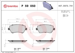 P59050 BREMBO Комплект гальмівних колодок з 4 шт дисків