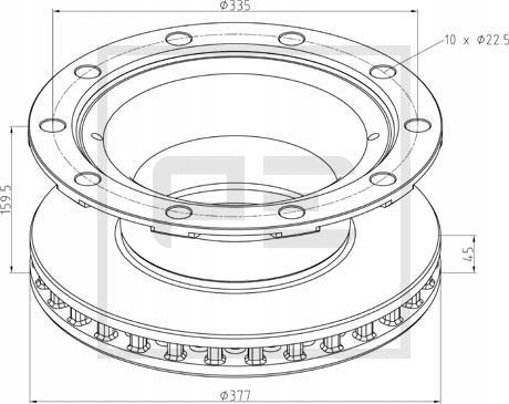 Peters 0-95149 ГАЛЬМУВАЛЬНИЙ ДИСК BPW 377MM N/TYP