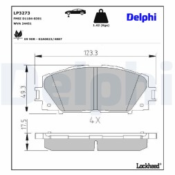 LP3273 DELPHI Комплект гальмівних колодок з 4 шт дисків