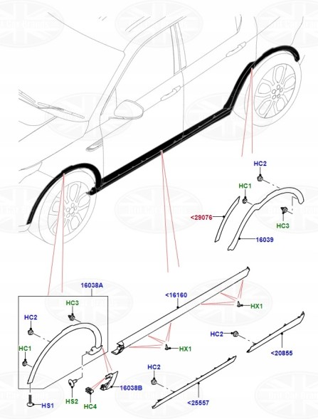 Land Rover OE Накладка на праву колісну арку задня Discovery Sport L550 LR128132 FK7216A332AD