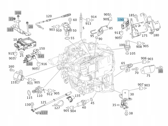 Mercedes-Benz OE A642 905 0100 Орг датчик тиску вихлопних газів mercedes-benz om642