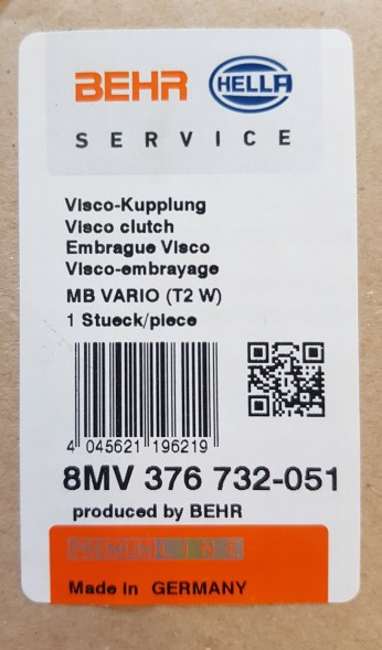 Behr Hella Service 85968656 BRH BEHR HELLA 8MV 376 732-051 MERCEDES ВІСКОЗНА