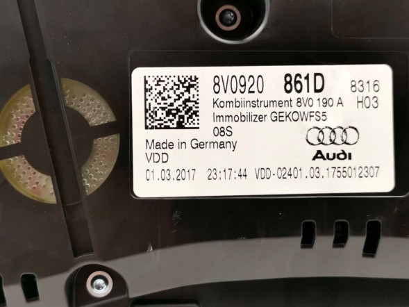 Audi OE 8V0920861D, DWP449532OE Лічильник панель приладів Audi A3 8V0920861D