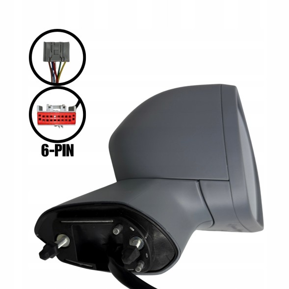Китай E-4016 Дзеркало праве FORD MONDEO з покажчиком повороту, загрунтоване, 6 PIN, 2014-2022