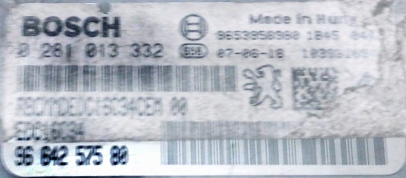 Bosch 0281013332 9664257580 BEZ IMMO przygotowany w SDK Контролер 0281013332 9664257580 БЕЗ IMMO