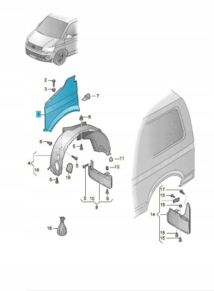 Volkswagen OE 7LA821101 Ліве крило ASO VW