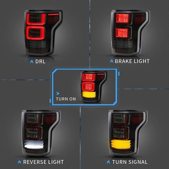 VLAND LDFO96 mhm Комплект задніх ліхтарів Vland Led Neon Dynamic Diodes Ford F150 F-150 XIII mk 13 14