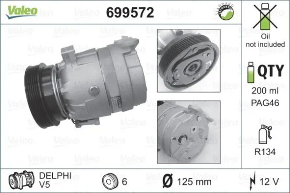 Valeo 699572 Компресор компресора кондиціонера 699572 valeo opel