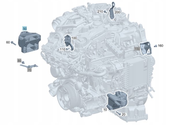 Mercedes-Benz OE ZESTAW22 ПРАВА ЛАПА КРЕПЛЕННЯ ДВИГУНА ДВИГУН MERCEDES E CLASS W213 OM654