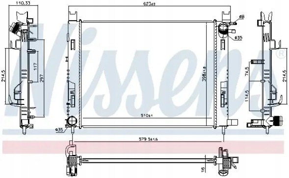 Nissens 637627 Радіатор охолодження 637627 nissens dacia