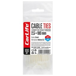 W2 5x100 CARLIFE Хомути пластикові Carlife білі 2 5x100 100шт
