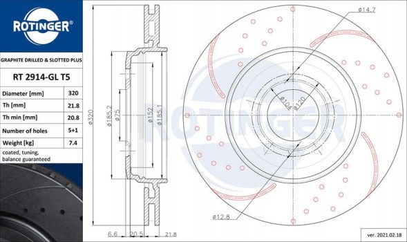 Rotinger RT 2914-GL T5 Гальмівний диск rotinger rt 2914-gl t5