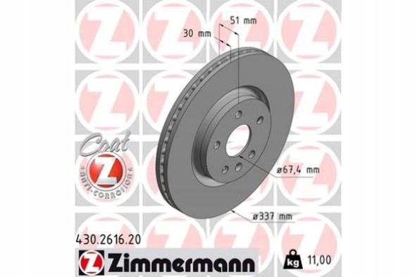 Zimmermann 430.2616.20 Zimmermann гальмівні диски передні 430.2616.20 430.2616.20