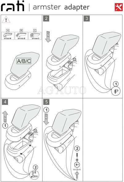 Rati V05223A Підлокітник Armster 3, Fiat 500X, 2015-, тканина