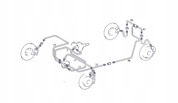 PHU DONOCIK ZPHS-0576/4 Przewody hamulcowe sztywne stalowe Mercedes W124 +ABS, polift '89-95 Mercedes w124 +abs, поліфт '89-95 - провід гальмівний жорсткий сталевий