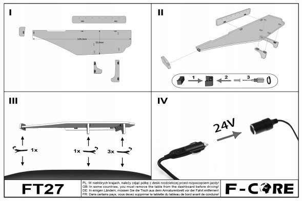 F-CORE 5904193025299 Полка TIR MERCEDES ACTROS MP4 11-19 cockpit led peak