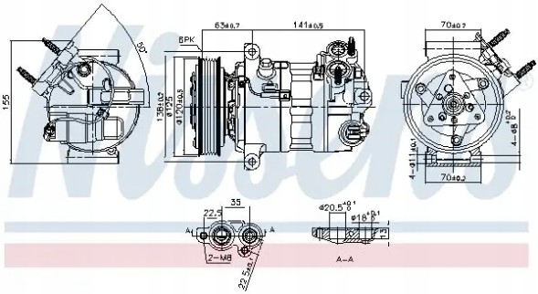 Nissens 890594 Компресор компресора кондиціонера 890594 nissens