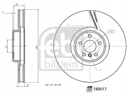 Febi bilstein 180017 Гальмівний диск правий передній 180017 febi bilstein