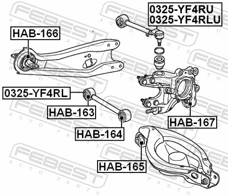 HAB 166 FEBEST САЙЛЕНТБЛОК ЗАДНЬОГО ВАЖЕЛЯ