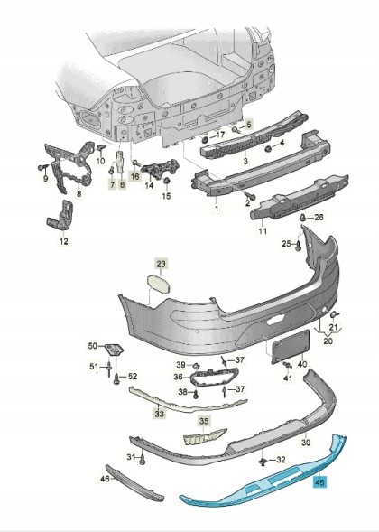 Volkswagen OE 3G8807568D041 ЗАДНІЙ ДИФУЗОР ЧОРНИЙ ГЛЯНЕЦЬ VOLKSWAGEN_GROUP
