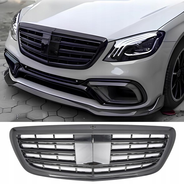Китай 13223 Решітка радіатора (муляж) Mercedes S-Class W222 AMG Style, чорний глянець