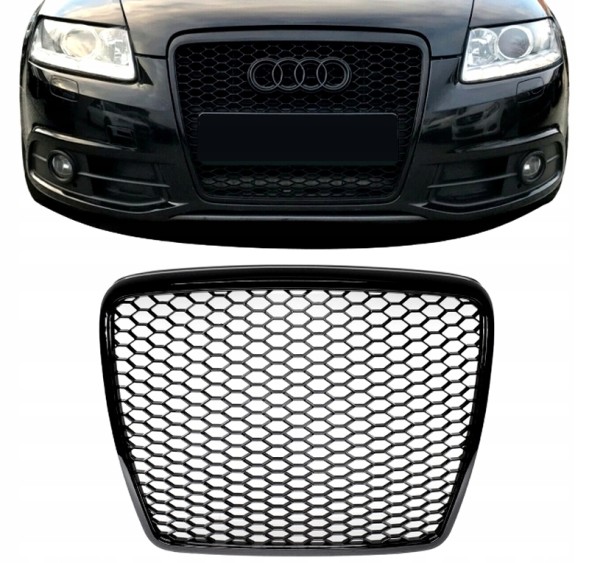 AD ADGRA6C6RSB Муляж решітки Audi A6 C6 4F 2008-11 чорний глянець соти RS look!