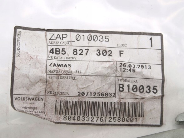 Audi OE 4B5827302F, 4B5 827 302 F Завіса багажника (права задня) Audi A6 C5 Sedan 4B5827302F